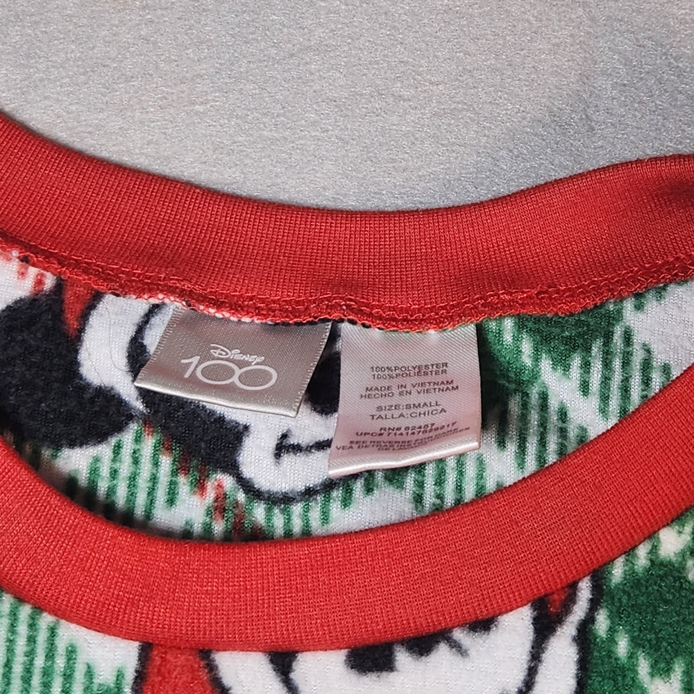 Disney Green Plaid Mickey Mouse Holiday Pajama Set with Red Trim - Picture 2 of 7